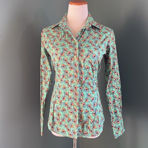 Dalila Peacock Feather Pattern Shirt , by Coton DOuX Paris - Picture 3 of 9